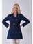 Lacivert Bilek ve Omuz Apolet Detaylı Kemerli Düğme Kapamalı Trenç 4200829.02 5