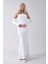 Beyaz Drapeli Üzeri Işıltı Nokta Detaylı Kollu Abiye 0802502.15 1