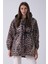 Leopar Bel Büzgü Detaylı Kapüşonlu Leopar Desenli Trençkot 3971012.53 4