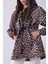Leopar Bel Büzgü Detaylı Kapüşonlu Leopar Desenli Trençkot 3971012.53 8