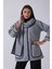 Gri Önü Düğmeli Atkılı Süs Dikiş Detaylı Cepli Kısa Kaban 31050712.06 3