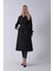 Siyah Beli Kemerli Düğme Kapamalı Kapitone Desenli Trenç 44520205.01 7