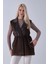Kahve Deri Yakalı Yandan Cepli Yelek 4579030.05 2