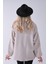Krem Ön Fermuarlı Deri Biyeli Kıvırcık Mont 3971200.19 6
