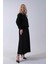 Siyah Ceket Fermuar Kapamalı Üzeri Taş Detaylı Etekli Kadife Takım 4577264.01 4
