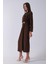 Kahve Omuz ve Beli Pileli Toka Detaylı Elbise 3975478.05 5