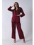 Bordo Çift Cep Yandan Bağlamalı Ceket Pantolonlu Takım 4592259.04 3