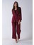 Bordo Çift Cep Yandan Bağlamalı Ceket Pantolonlu Takım 4592259.04 4