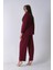 Bordo Çift Cep Yandan Bağlamalı Ceket Pantolonlu Takım 4592259.04 5