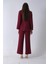 Bordo Çift Cep Yandan Bağlamalı Ceket Pantolonlu Takım 4592259.04 6