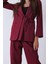 Bordo Çift Cep Yandan Bağlamalı Ceket Pantolonlu Takım 4592259.04 8