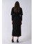 Siyah Bisiklet Yaka Kendinden Şal Detaylı Broşlu Bel Bağlamalı Elbise 4571580.01 6