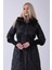 Siyah Bileği Lastikli Kapüşonlu Baklava Desenli Şişme Mont 44520207.01 7
