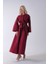 Bordo Önü Tek Düğmeli Kuşaklı Etek Ceket 31040701.04 5