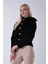 Siyah Omuz Fiyonk Detaylı Düğme Kapamalı Kaşe Ceket 41630060.01 1