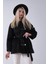 Siyah Gömlek Yakalı 4 Düğme Deri Bukle Detaylı Kaşe Yün Ceket 5307122.01 3