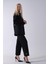 Siyah Fermuar Kapamalı 2 Cep Görünüm Detaylı Sweat Pantolonlu Takım 4577266.01 2