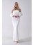 Beyaz Drapeli Takma Kol Detaylı Kadife Abiye 0801068.15 1