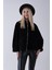 Siyah Ön Fermuarlı Yarasa Kol Detaylı Yün Kısa Ceket 3971215.01 1