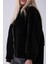 Siyah Ön Fermuarlı Yarasa Kol Detaylı Yün Kısa Ceket 3971215.01 7