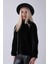 Siyah Ön Fermuarlı Yarasa Kol Detaylı Yün Kısa Ceket 3971215.01 8