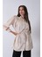 Bej Hakim Yaka Bel Bağlamalı Desenli Tunik 4595333.55 6