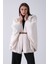 Ekru Tek Düğme Kapamalı Kemerli Yün Peluş Ceket 940140183.147 4