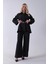Siyah Bol Paça Pantolon Kemerli Parçalı Tunik Takım 5303167.01 1