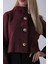 Bordo Yarım Balıkçı Yaka 4 Düğmeli Kaşe Yün Ceket 5307121.04 8
