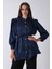 Lacivert Hakim Yaka Bel Bağlamalı Desenli Tunik 4595333.02 1
