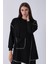 Siyah Önü Kanguru Cep Detaylı Çizgi Dikişli Bisiklet Yaka Tunik 940170263.01 7
