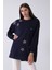 Lacivert Üzeri Yıldız Desenli Taş Işlemeli Cep Görünümülü Tunik 940170258.02 1