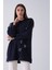 Lacivert Üzeri Yıldız Desenli Taş Işlemeli Cep Görünümülü Tunik 940170258.02 3