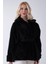 Siyah Yakası Kürk Detaylı Kemerli Fermuar Kapamalı Kaşe Ceket 5307098.01 6