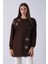 Kahve Üzeri Yıldız Desenli Taş Işlemeli Cep Görünümülü Tunik 940170258.05 1