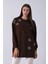 Kahve Üzeri Yıldız Desenli Taş Işlemeli Cep Görünümülü Tunik 940170258.05 2