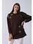 Kahve Üzeri Yıldız Desenli Taş Işlemeli Cep Görünümülü Tunik 940170258.05 3