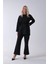 Siyah Bisiklet Yaka Önü Düğme Kapama Görünümlü Pantolonlu Scuba Takım 4592265.01 2