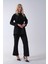 Siyah Bisiklet Yaka Önü Düğme Kapama Görünümlü Pantolonlu Scuba Takım 4592265.01 3