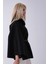 Siyah Önü Düğme Kapamalı Kemerli Yakası Kürklü Panço 47122714.01 7