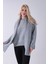 Gri Şal Aksesuarlı Bisiklet Yaka Triko Kazak 46892633.06 1