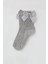 Kız Çocuk File Soket Çorap Fiyonk Aksesuarlı Incili 5-8 Yaş, Gri Melanj 1