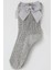 Kız Çocuk File Soket Çorap Fiyonk Aksesuarlı Incili 5-8 Yaş, Gri Melanj 3