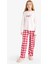 Kız Çocuk Pijama Takımı Baskılı Uzun Kollu Üst Kareli Uzun ALT F7287A825AU 1