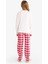 Kız Çocuk Pijama Takımı Baskılı Uzun Kollu Üst Kareli Uzun ALT F7287A825AU 5