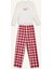 Kız Çocuk Pijama Takımı Baskılı Uzun Kollu Üst Kareli Uzun ALT F7287A825AU 6