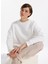 Bisiklet Yaka Düz Ekru Kadın Sweatshırt Ravello-Y 1
