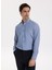 Slim Fit Düğmeli Yaka Armürlü Mavi Erkek Gömlek Maydos-Y 430 1