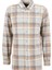 Regular Fit Düğmeli Yaka Ekose Bej - Gri Erkek Gömlek F5WM-GML 2760 4
