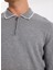 Polo Yaka Slim Fit Düz Gri Melanj Erkek Kazak F5WM-KZK 2319 4